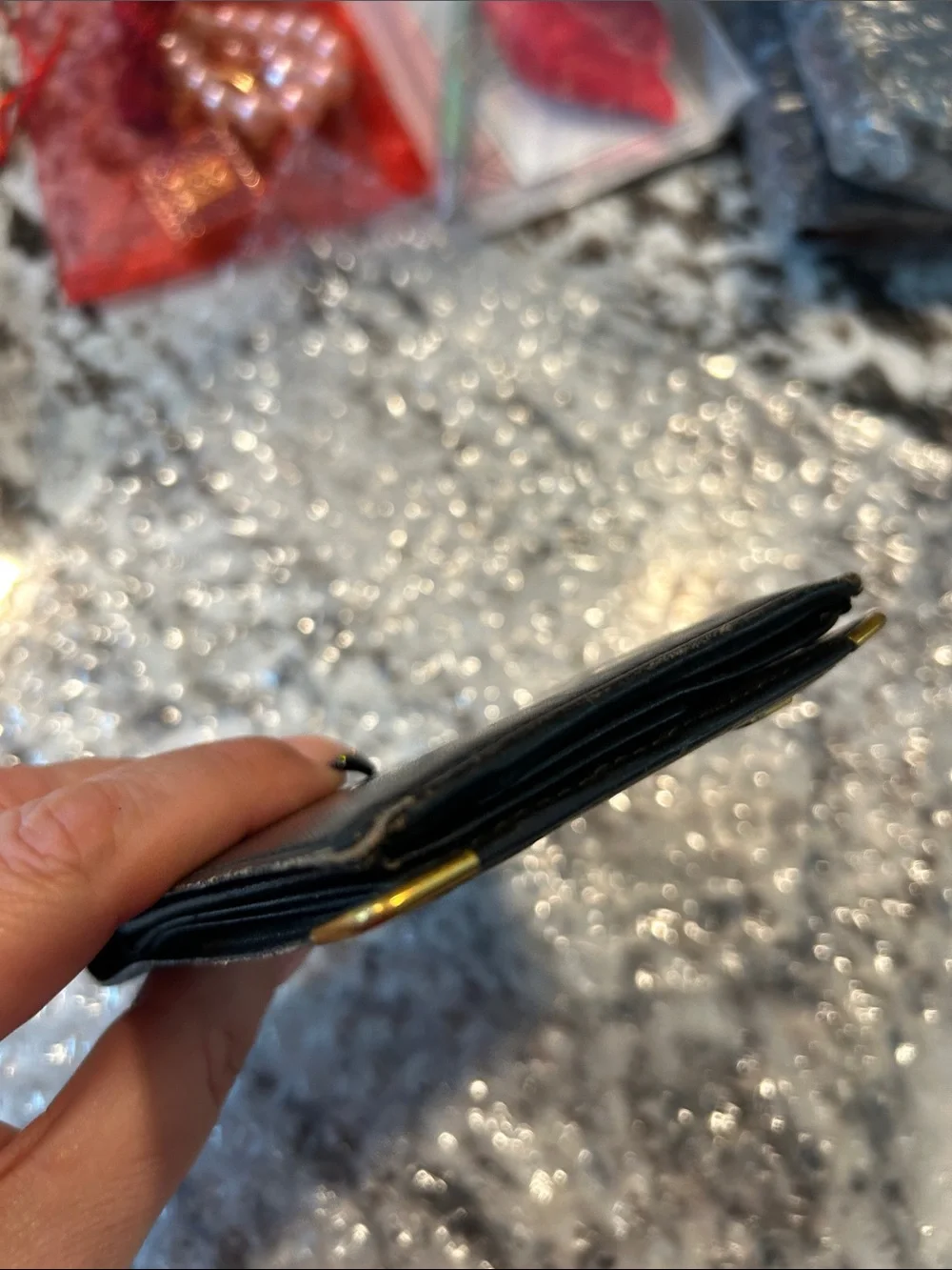 Dunhill Black Leather Bifold Wallet with Gold Corner Accents